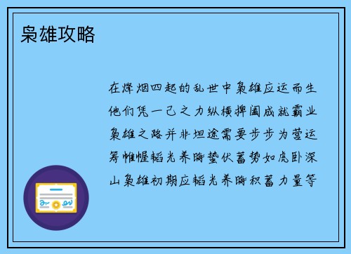 枭雄攻略